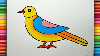 Bird Drawing For Beginners || How To Draw Bird Easy || Bird Drawing And Colour Step By Step.