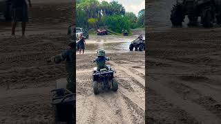 Safety first 3 year old learning to ride 110cc atv