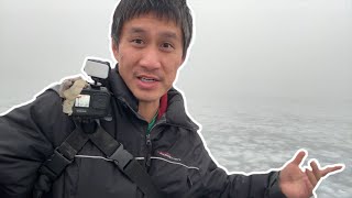 Early Ice Fishing(and Catching) in Heavy Fog on Monona Bay!!