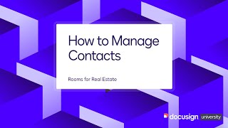 Docusign Rooms: How to Manage Contacts
