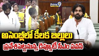 అసెంబ్లీలో కీలక బిల్లులు ప్రవేశపెట్టనున్న డిప్యూటీ సీఎం పవన్ | AP Assembly Budget Sessions | Prime9