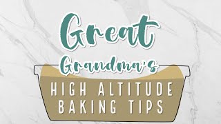 High Altitude baking
