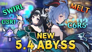 C3R1 Electrocharged x Swirl Lanyan (MIZUKI WEAPON!) and Melt C6R5 Ganyu vs. NEW v5.4 Abyss Floor 12