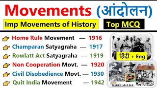 History GK : Imp Movements \u0026 events | महत्वपूर्ण आंदोलन और घटना | Modern History top MCQ | Ssc, bpsc