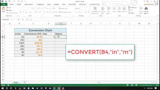 How to convert inches to CM in Microsoft Excel