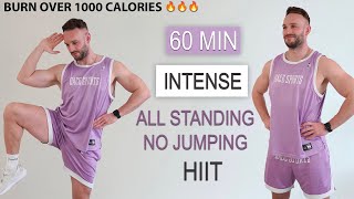 60 MIN ALL STANDING, NO JUMPING HIIT WORKOUT  | Burn 1000 Cal (No Equipment, No Repeat, At Home)