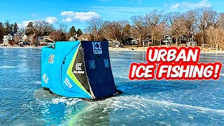 Ice fishing Lake Monona! (Fish were LOADED in this spot!)