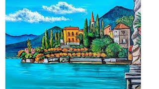 Painting The Turquoise Waters Of Lake Como Italian Landscape  Acrylics Timelapse