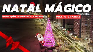 NATAL EM PRAIA GRANDE COM DECORAÇÕES E IMAGENS LINDAS EM 4K ULTRA HD