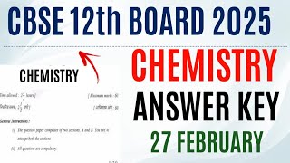 Cbse Board 12th Chemistry Paper Solution 2025 Class 12 Cbse Board Exam