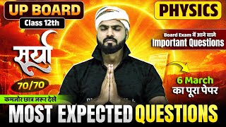 6 मार्च के संभावित प्रश्न भौतिक विज्ञान | UP Board 12th Physics Most Expected Questions