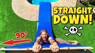 Build GIANT Straight Down Drop WATER SLIDE in 1 Day! *INSANE*
