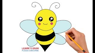 How To Draw a Cute Honey Bee Step By Step Easy For Kids