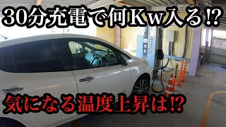 リーフ24ｋｗ　急速30分充電で入る量と気になる温度上昇は？