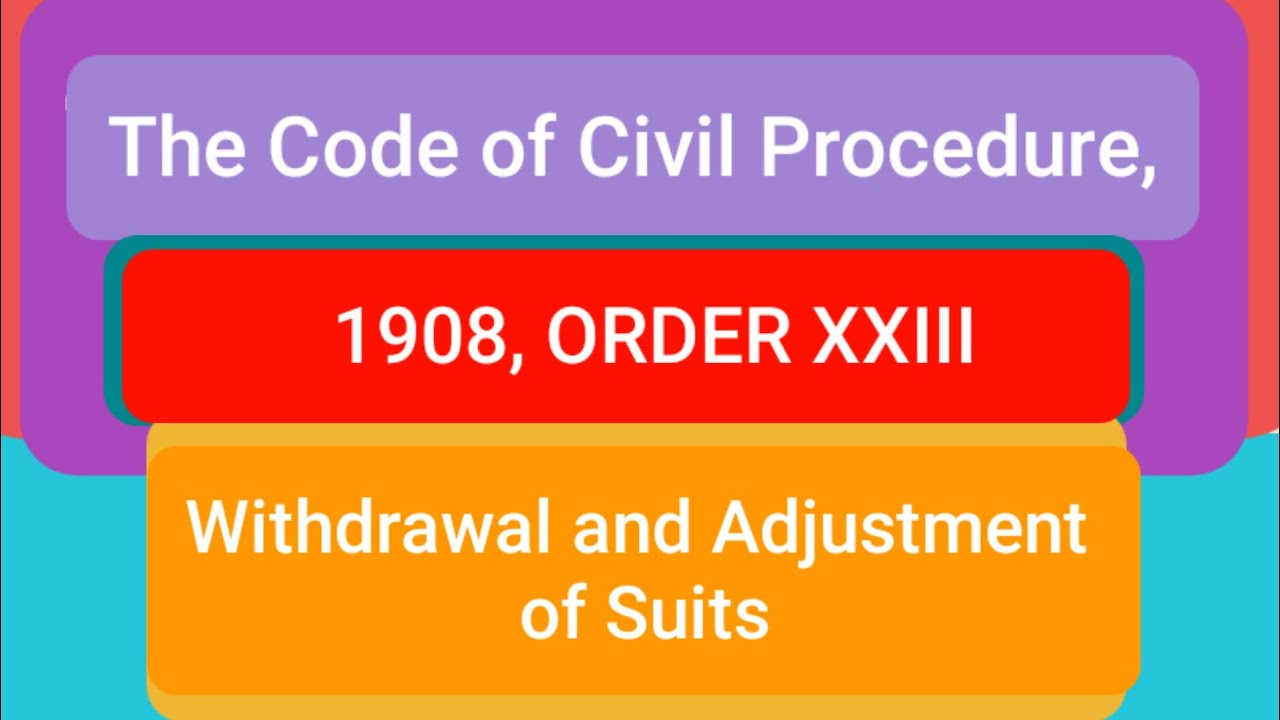 ORDER XXIII OF CPC || WITHDRAWAL AND ADJUSTMENT OF SUITS || Order 23 ...