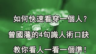 如何快速看穿一個人？曾國藩的4句識人術口訣，教你看人一看一個準！ 【夜聽】