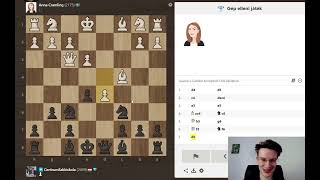 Elfogadott Vezércsel az Anna Cramling bot ellen (chess.com gameplay, 2170-es szint)