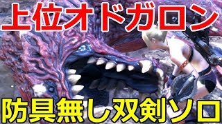 【MHW】上位オドガロン　裸縛り双剣ソロ【モンハンワールド二人実況】