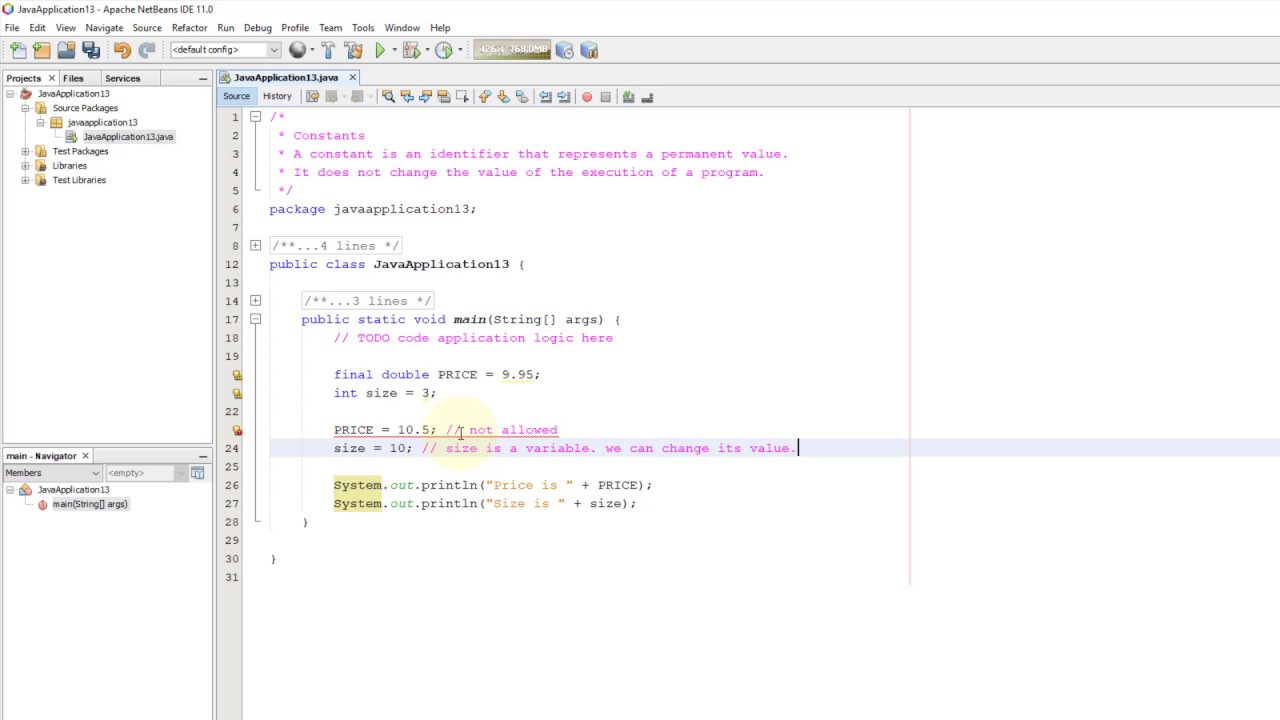 Java Tutorial 14 Constants Youtube