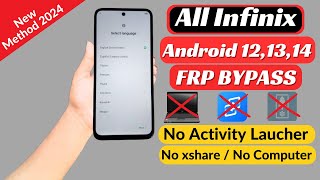 All Infinix Android 12/13/14 Frp Bypass Without Pc 2024 | All Infinix Mobile Google Account Bypass