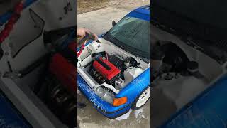Cleaning crx shaved engine bay! #jdm #car #vtec #clasichonda #video #kseries #funny #wiretuck