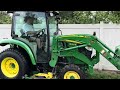 21 john deere 3046r mowing tall grass. 72 inch auto connect deck. cab tractor w air conditioning