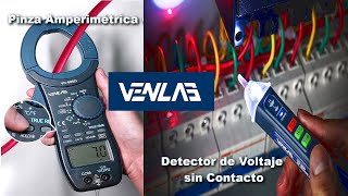 VENLAB Pinza Amperimetrica TRMS 6000 y Detector de Voltaje sin Contacto VD200