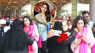 SHAME! A Woman Tried To Harass Sara Ali Khan At Mumbai Airport When She Was Give Selfies To Fans
