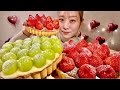 ASMR Strawberry Chocolate Tart Shine Muscat Tart【Mukbang/ Eating Sounds】【English subtitles】