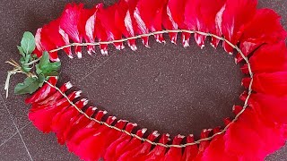 അമ്മ കെട്ടുന്ന അമ്പലത്തിലേക്കുള്ള മാല | flower garland for temples | how to tie garland with flowers