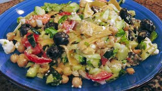 New Year's Day 10 Minute Greek Salad. Low calorie and full of Freshness! Garden in a bowl! Too Good!