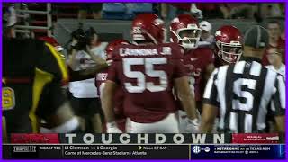 Arkansas Taylen Green with a huge rushing touchdown