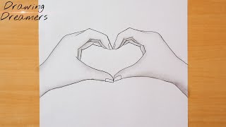 How to Draw Hands Making a Heart Easy Step by Step Drawing Tutorial for Beginners