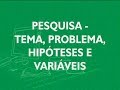 3. Pesquisa - Tema, Problema, Hipótesese Variáveis