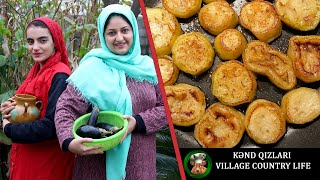 Village Cooking ; Sautéing Eggplant ♧ Traditional food ♧ Azerbaijan Cooking