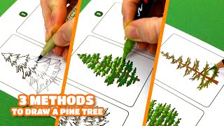Drawing a Christmas tree 🌲 I'll show you 3 techniques ✍️🎨