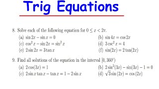 Math1120 Tutorial sheet 6 Trig equations