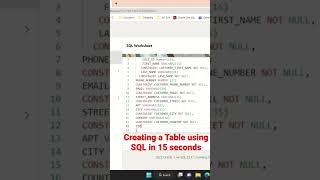 Creating a Table in SQL #sql #sqlqueries #oracle #sequel #oraclesqldeveloper