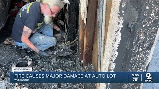 Fire causes major damage at Westwood auto lot