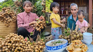 Picking Longan to sell at the market - Grandpa makes delicious food - Farm life | Ly Phuc Binh