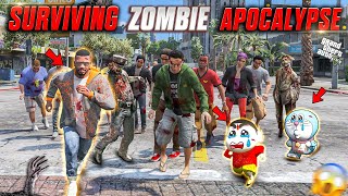 Shinchan \u0026 Franklin😭 Doraemon Surviving😰 Zombie Apocalypse🧟‍♂️ #eshwaryt #gta5telugu #dominator_yt