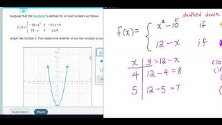 MTH 161 ALEKS Graphing a piecewise defined function Problem type 3