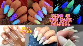 GLOW IN THE DARK POLYGEL With Glitter Fade Using Dual Forms Under the Nails ! ( Rosalind Polygel )