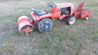 Gilson g16 with snow blower and tiller counterweight ready for snow