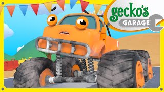 Max Monster Truck is Stuck in the Cement | Gecko's Garage | Trucks For Children | Cartoons For Kids