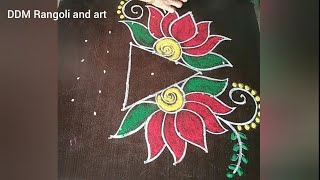 DDM Rangoli and art//colourful rangoli //beautiful flower design//easy kolam