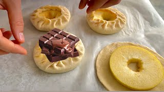 Just puff pastry and 2 apples.Dessert in 10 minutes!