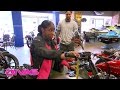 Naomi and Jimmy Uso visit a motorcycle shop for her movie role: Total Divas, Nov. 30. 2016