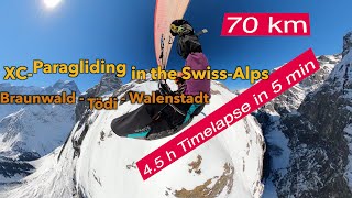 Braunwald 70 km Timelapse XC Paragliding Switzerland Tödi Glarnerland