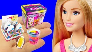 11 DIY Barbie Hacks Miniature LOL Surprise FURNITURE Box, Kinder Surprise Eggs, Liquid Slime